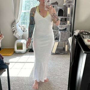 White subtle floral maxi dress